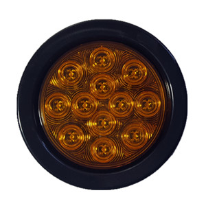 4'' Round LED Light Dark Amber Black Base