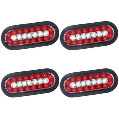 6'' Oval LED Trailer Tail Lights Red White 23LEDs